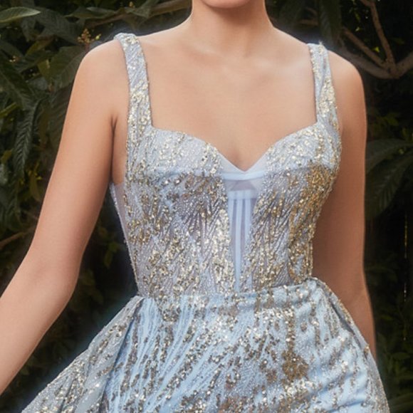 NEW LONG SLEEVELESS TULLE EMBROIDERED SEQUIN DRESS WITH ZIPPER BACK AL A1169 - Picture 5 of 9